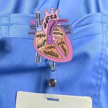 2D Flat Creative Heart-Shaped Retractable ID Card Holder - Acrylic Name Badge Reel For Doctors, Registered Nurses, Practicing Nurses - Suitable For Hospital Work, Holiday Gifts, Independence Day Celebrations, Nurse Accessories, Students, Back To School, School Supplies, Office Supplies, Accessories, Girl Gifts, Team Gifts, Girl Accessories - Pink - View 12