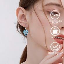 Brincos de Nó Céltico de Turquesa Artificial de Prata 925, Brincos de Nó em Forma de Coração, Brincos Pendentes Célticos Irlandeses - Prata - Visão 2