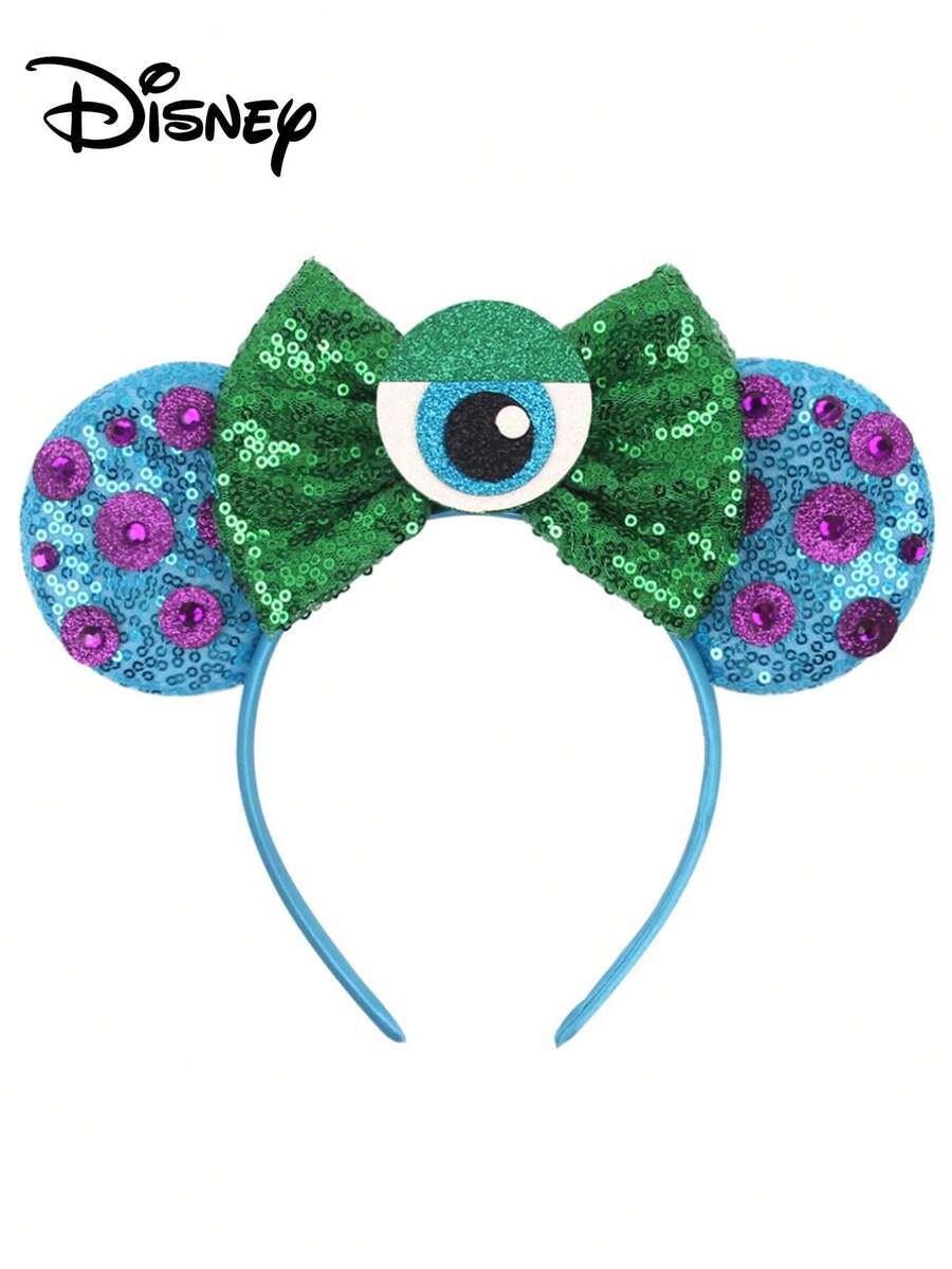1pc Disney Cartoon Character Headband, Monster, Mickey Mouse Ears, Big Eyes Role Play Hair Accessory - Multicolor - View 1