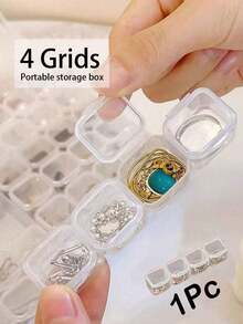 1 个矩形珠宝盒 PU 珠宝收纳盒迷你便携式珠宝盒适用于整理和存放戒指、项链、吊坠、耳环、口红、手表和时尚珠宝，情人节返校礼物 - 粉色 - 查看 20