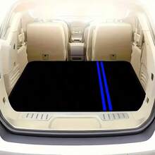 1件复古70年代蓝色条纹后备箱垫 - 高强度涤纶材质，防滑、防尘、易清洁、简约设计，适用于SUV、轿车、卡车，是理想的圣诞节/万圣节礼物，汽车后备箱垫，汽车内饰配件，复古风格，后备箱垫，防滑表面，适合车主、经典设计、高品质材料、卡车司机 - 條紋 - 查看 2