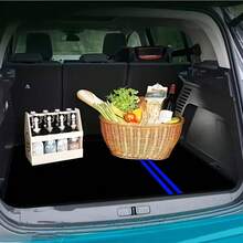 1件复古70年代蓝色条纹后备箱垫 - 高强度涤纶材质，防滑、防尘、易清洁、简约设计，适用于SUV、轿车、卡车，是理想的圣诞节/万圣节礼物，汽车后备箱垫，汽车内饰配件，复古风格，后备箱垫，防滑表面，适合车主、经典设计、高品质材料、卡车司机 - 條紋 - 查看 5