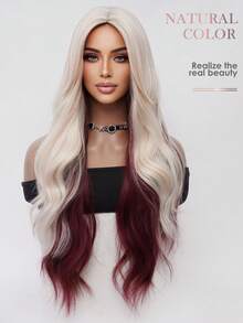 XOUJE Tóc giả dài màu đỏ tía ánh vàng, kiểu gợn sóng nhẹ, có mái rẽ ngôi giữa, dài 30 inch, trông tự nhiên, mềm mại và bồng bềnh, làm từ sợi tổng hợp chịu nhiệt, hoàn hảo cho phụ nữ, thích hợp cho phong cách thời trang hàng ngày, các buổi tụ họp ngày lễ, tiệc cưới, Halloween, Giáng sinh, cosplay, hẹn hò thông thường và nhiều dịp khác. - Màu đỏ ombre - Xem 8