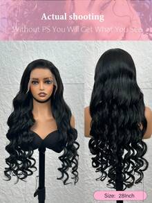 MECRY 36英寸 200% 密度 即戴即用 无胶假发 真人发 预拔毛 预剪 5x5 高清蕾丝假发 波浪卷蕾丝前假发 女士真人发 200% 密度 自然黑 (10-36英寸) - 自然色&黑色系 - 查看 9