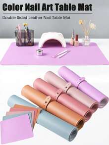 3pcs Faux Leather Manicure Desk Pad, Colorful Foldable Nail Hand Support Cushion, Suitable For Manicure Armrest Pad, Soft Microfiber Leather Nail Mat, Waterproof Armrest Pad - Multicolor - View 2