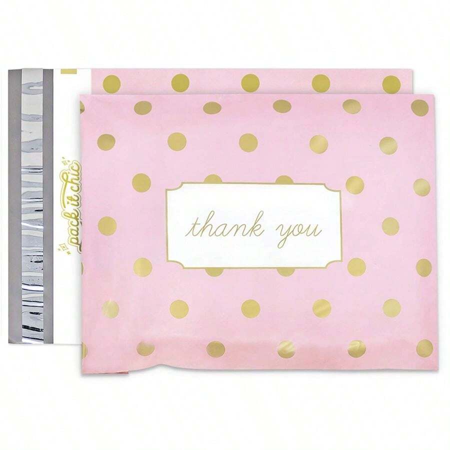 Sobres de plstico para envo de paquetes, 25 cm x 33 cm, patrones dorados. - LunaresrosadosGracia - Ver 1