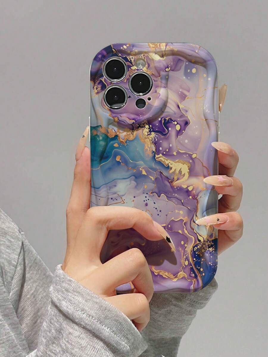 1pc Marble Pattern TPU Camera Protective Phone Case, Versatile Shockproof Slim Cute Case Compatible With IPhone 17/16/15/14/13/12/11 - Multicolor - View 1