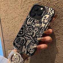 An All-Around Shockproof Phone Case Made Of Black Acrylic Material With A Quirky Pattern Design On The Surface - Translucent Black - View 5