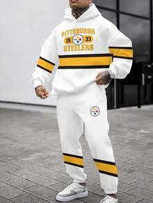 Pitts-Burgh Steelers Casual Hoodie Jogging Sweatpants Tracksuit Set, Football Team Men's Tracksuit Set, Men's Game Day Hoodie Set - 彩色 - 查看 2