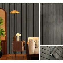 1 Roll Of Acacia Elm Striped Grille Wallpaper, Peeled And Pasted Natural Wood Grain Contact Paper Waterproof Self-Adhesive Wood Striped Appearance Wallpaper, Waterproof Vinyl Packaging, Suitable For Kitchen Countertops And Cabinets, Home Decoration - Multicolor - View 8