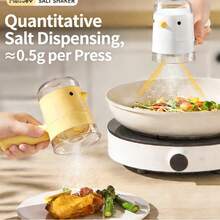 1个卡通小鸟调味瓶，精准定量，厨房必备盐瓶，防尘防潮，适用于汤、烹饪、出租房、单身人士、宿舍、多人家庭 - 彩色 - 查看 3