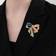 Rhinestone Waving USA Flag Brooch Pin For Men Women Silver Tone Fashion Crystal 4th Of July American Patriotic Medal Blue Red Enamel Brooches Dress Accessories S  Memorial Day Jewelry,BowFlag - 弓形旗 - 查看 5