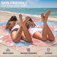 1 Set 83"X79" (210x200cm) Beach Blanket, With Portable Hooks And Spikes, Large Oversized Beach Mat, Waterproof And Sandproof Outdoor Floor Mat, Storable Foldable Picnic Mats, Beach Towel, Quick-Drying Moisture-Proof Mat, Blue Pink Floral Design, Wear-Resistant Polyester Material, Compact And Lightweight Beach Accessories, Comfortable Family Picnic Mats, Summer Family Party Supplies, For 2-8 Adults Travel Park Camping Hiking Holiday Concert Crawling Mat - 彩色 - 查看 11