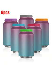 6pcs Reusable Silicone Soda Can Lids, Beverage, Juice Cans Sealer Or Protector Covers, Fit Standard Canned Drinks - Multicolor - View 3