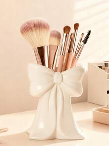 1 Stück süßer, schleifenförmiger Stifthalter - Organizer für Schreibtisch-Make-up-Pinsel und Büromaterial. Elegante Make-up-Pinsel-Aufbewahrungsbox, geeignet für Mädchen, Studenten und kreative Dekoration. Auch geeignet für Feiertage, Strand, Badezimmer, Schlafzimmer und mehr. Große Kapazität (ohne Strom erforderlich).