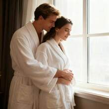 1 pieza Bata de baño de franela unisex, bata larga gruesa y cálida, ropa de dormir casual para parejas, gran regalo para la novia, toalla, decoración de baño, accesorios de baño, artículos esenciales de baño - Multicolor - Ver 7