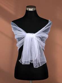 1pc Fashionable Minimalist Single-Layer Mesh Shawl, Versatile Style, Islamic Headscarf, Sparkling Rhinestone Shawl