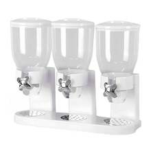 Dispensador de encimera 3 en 1 para cereales, arroz y frutos secos - Juego de recipientes de almacenamiento de alimentos de gran capacidad de 67 onzas, color blanco - Blanco - Ver 1