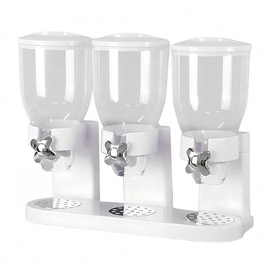 Dispensador de encimera 3 en 1 para cereales, arroz y frutos secos - Juego de recipientes de almacenamiento de alimentos de gran capacidad de 67 onzas, color blanco - Blanco - Ver 1