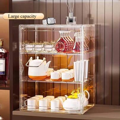 Tủ trưng bày acrylic có cửa từ tính - Tủ đựng đồ nhà bếp chống bụi, có thể xếp chồng lên nhau, dùng để đựng cốc, ấm trà và phụ kiện cà phê, thiết kế trong suốt, dễ dàng quan sát, thích hợp sử dụng tại nhà hoặc văn phòng, tủ đựng đồ nhà bếp, kiểu dáng hiện đại, cấu trúc nhựa bền chắc, tủ đựng đồ và lưu trữ, tủ đựng đồ nhà bếp, hộp đựng đồ, tủ đựng đồ nhà bếp và lưu trữ