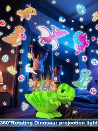 8-Mode Dinosaur Night Light Projector With 2 Starry Sky Projection Films, 360° Rotating, Silent Starry Sky Projection, Bedtime Companion, Reusable Projection Film, Green, Christmas Gift/Decor, Blue