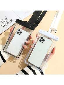 1个带双层气垫的防水手机袋，包含加厚气垫套，支持触屏操作，可用作手机保护套、便携式手机袋、颈挂式手机袋、防水潜水袋和自封袋，适用于游泳、潜水摄影、漂流、户外活动、旅行和运动。 - 彩色 - 查看 7