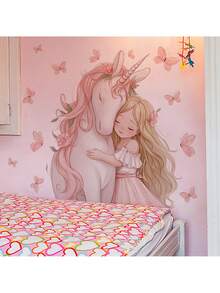 1 Sheet Girls Princess Door Stickers, Pink Ball Gown Dress And Hearts, Cute Cartoon Princess Decals For Nursery Kids Bedroom Living Room Door Decor, Removable Peel And Stick, Dreamy Cottagecore Theme Art - Multicolor - View 10