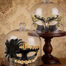 Couple's Rhinestone Masquerade Mask, Venetian Party High-End Shiny Mask For Halloween, Christmas, Costume Party, Half Face Mask, Opera Carnival Party, Fashionable Romantic Green Glitter Party Mask - Gold - View 12