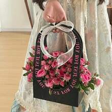 Caja de regalo con arco floral, arreglo de ramo romántico, adecuado para cumpleaños, aniversario, reunión de amigos, regalos de oficina, combinación floral ceremonial - Multicolor - Ver 5