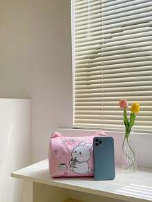 1pc Nylon Cute Rabbit Cartoon Shoulder Bag, Nylon Crossbody Bag For Teenagers - Pink - View 3