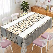 1pc Modern Minimalist Style Tablecloth, Polyester Rustic Decor, Rectangular Bohemian Print, Fade-Resistant, Washable, Stylish Rectangular Dining Table Cover, Suitable For Daily Living Room, Kitchen, Dining Room, Outdoor Weddings, Gifts