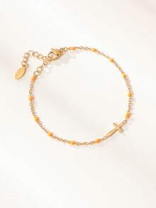 时尚波西米亚风真空镀层不锈钢十字架串珠手链，串珠数量随机 - 米珠手鍊 - 查看 11