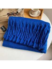 Winter Scarf For Women - Mohair Winter Scarf, Soft Scarves For Women/Men, Soft Chunky Scarfs - Màu xanh lam - Xem 2