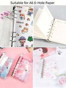 1pc A5/A6 Single Ring Transparent Detachable Portable Binder, Minimalist Transparent Notebook 6-Ring Loose-Leaf, Creative Design For DIY Planner, Fits Photos, Documents, Papers, Convenient For School And Office, Back To School Season