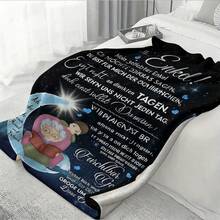 1pc Grandmother And Grandson On Moonlit Card Pattern Printed Blanket Lightweight Flannel Layer For Jazz Piano Tops Or Keyboard Covers - White - View 5