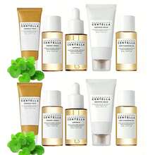 马达加斯加积雪草护肤套装，包含泡沫洁面乳、卸妆油、爽肤水、精华液和舒缓霜，基础护肤礼盒，女士礼品套装