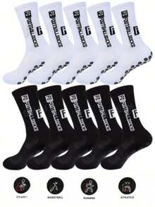 5 Pairs/10 Pairs Men's Anti-Slip Rubber Sole Football/Soccer Socks - Multicolor - View 1
