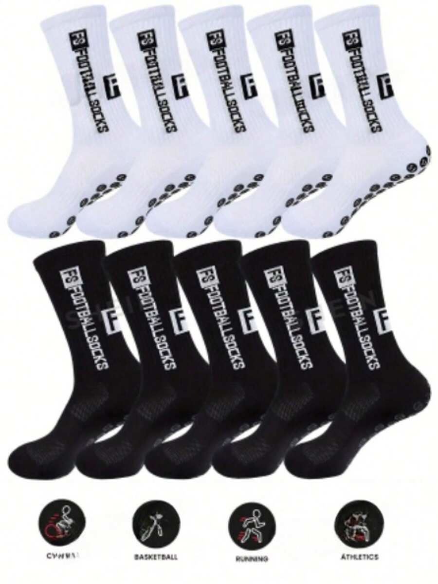5 Pairs/10 Pairs Men's Anti-Slip Rubber Sole Football/Soccer Socks - Multicolor - View 1