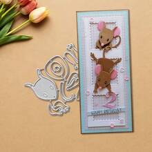Creative The Mouse And The Picture Frame Metal Cutting Dies, DIY Scrapbooking Album And Embossing Stencil, Greeting Card Making Tool, Card Paper Cutting Crafts ,Gift Card Making Template Die Cuts. - Silver - View 8