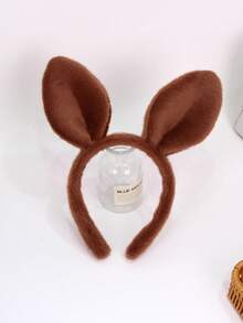 1pc Cute Animal Ear Headband, Polyester Fiber Party/Street Wear Headpiece, Suitable For Holiday, Party, Cosplay, All Seasons - Brown - View 5