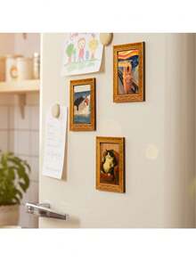 1pc Funny Hakimi Fridge Magnet, Black Cat Riding Shark Wooden Mini Decorative Painting, Wooden Fridge Magnet, Ocean Adventure Themed Home Decor, Amusing Kitchen Accessory - Multicolor - View 6