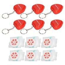 6pcs Cardiopulmonary Resuscitation Face Shield Portable Hygienic Pocket Facial Cover Keychain