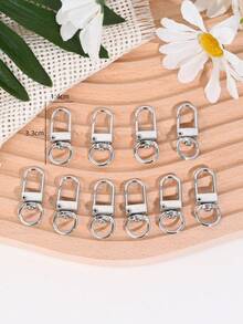 10pcs Fashionable Simple Star Clasp Hook Diy Keychain Material Accessories - Silver - View 9