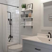 乡村风木质置物架，农舍风格悬浮置物架，适用于墙面装饰，可悬挂于浴室、卧室、储物空间、厨房、客厅