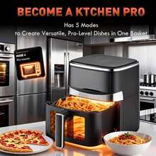 HanTai Air Fryer, 5.28-Quart Compact Basket Fryer With 8 Cooking Functions To Air Fry, Roast, And Bake, 8 Airfryer Presets, Dishwasher-Parts, Stainless Steel & Black - 美規B型插(110-127V) - 查看 3