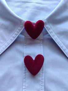 1pc/2pcs Elegant Suede Heart Geometric Pattern Button Set, Suitable For Tuxedo And Wedding Dress Decoration - Burgundy - View 3