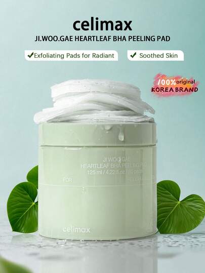 celimax Ji.Woo.Gae 水杨酸去角质化妆棉 | 毛孔护理，双面去角质亮肤化妆棉，提亮肤色，保湿，含茶树成分，适合痘痘肌和黑头肌，圣诞礼物，圣诞袜填充物（60片），韩国化妆品，125毫升/4.22盎司/60片