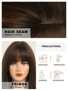 7JHH WIGS Natural Body Wave Chocolate Brown Wigs For Women Long Wavy Synthetic Wig With Bangs Natural Looking Soft Fiber Beautiful Fluffy Wigs For Beginners Daily Party Wedding Use 22 Inch - Chocolate Brown - View 8