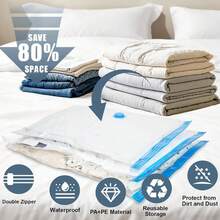10pcs Vacuum Storage Bag,Vacuum Seal Bags(2L/4M/4S),Space-Saving Suitable For Clothes,Mattresses,Blankets,Duvets,Pillows,Quilts,Traveling,Moving,Home Storage,Dorm Room,Travel Accessories,Travel Essential - 藍白色 - 查看 8