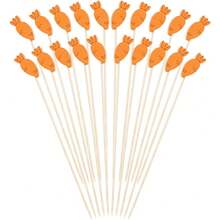 200/100/80/50/30/10支装复活节胡萝卜竹签，水果串，开胃菜签，适合复活节派对 - 黃色 - 查看 8